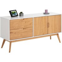 Sideboard tivoli, Kiefer massiv weiß, mit 2 Türen und Schubladen von Idimex