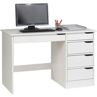 Schreibtisch hugo in Kiefer massiv in weiß mit 5 Schubladen von Idimex