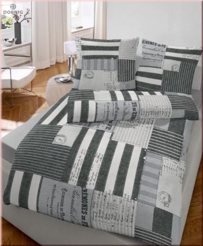 Ido Feinbiber Bettwäsche 4tlg. 135x200 cm anthrazit karo Made in Germany Markenware Homewear (2) von Ido
