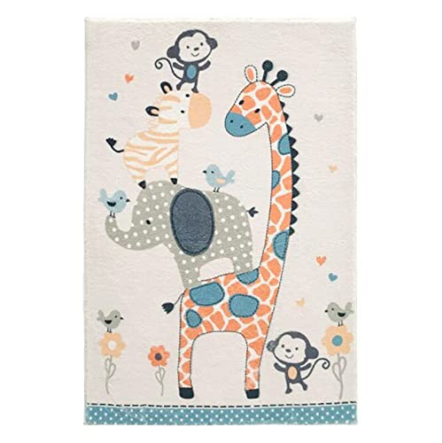 IdoMin Tier Weicher Kinderteppich, Weicher Flor, Pflegeleicht, Farbecht, Regenbogen Muster für Wohnzimmer Schlafzimmer Mädchen Kinder (Color : Giraffe, Size : 60 * 90cm) von IdoMin