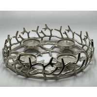 Adventskranz Silber Metall | Deko-Kerzenhalter-Adventskranz Advent Deko 42 cm von IdolGiftsShop