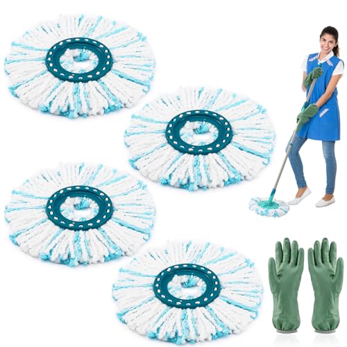 2 Stück Wischmopp Rund Bodenwischer Ersatzkopf für Leifheit Clean Twist Disc Mop Micro Set,2-Faser-System Wischmopkopf Ersatzbezug für alle Bodenarten hoher Wasser- und Schmutzaufnahme。 (2) von Idong