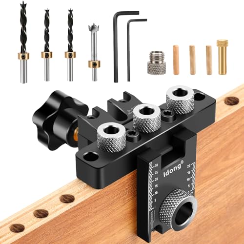 3-in-1 die Bohrschablone Möbelbau,8/10/15mmTaschenloch holzdübel bohrschablone set mit Positionierungsclip Einstellbare Bohrführung Puncher Locator,Tischlerwerkzeuge Bohrhilfe von Idong