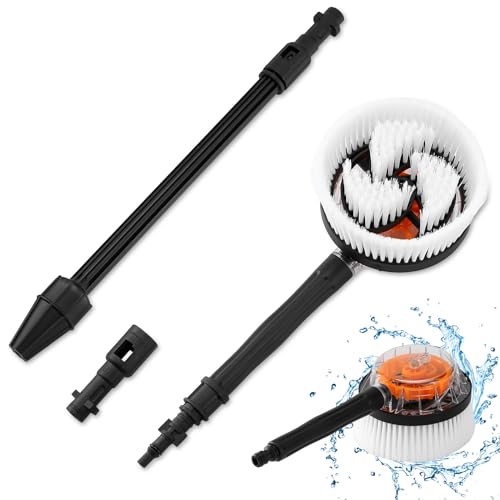2 in1 Set Dreckfräser und Rotierende Waschbürste für Hochdruckreiniger Kärcher K2-K7, Dreckfräser Rotordüse Zubehör, Bürstenaufsatz Effiziente Dekontamination und Handbetrieben spritzwassergeschützt von Idong