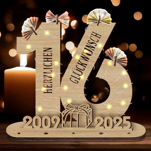 Idota 2025 16 Geburtstag Mädchen Geschenk Holz-Schild mit LED Gästebuch Geldgeschenke Geburtstag Mädchen & Jungs, Geburtstag Deko Geschenke zum 16 Geburtstag, Personalisierbares Geschenk Idota 2025 16 Geburtstag Mädchen Geschenk Holz-Schild mit LED Gästebuch Geldgeschenke Geburtstag Mädchen & Jungs, Geburtstag Deko Geschenke zum 16 Geburtstag, Personalisierbares Geschenk von Idota
