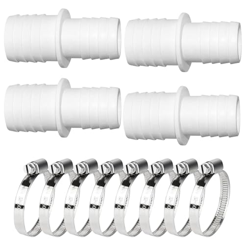 Idota 4 Stück Pool Adapter 32 auf 38mm, Schlauchverbinder 32 auf 38mm, Poolschlauch Adapter mit 8 Edelstahl Schlauchschellen (4pcs 32-38mm) von Idota
