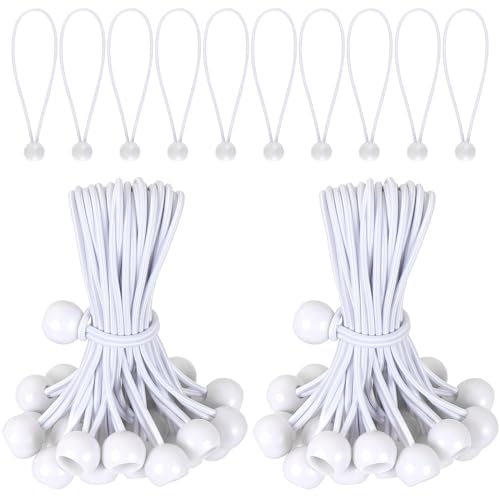 Idota 50 Stück Spanngummis mit Kugel, 20cm Planenspanner, Zeltgummis mit Kugel, Gummispanner für Partyzelte Plane(Weiß) von Idota