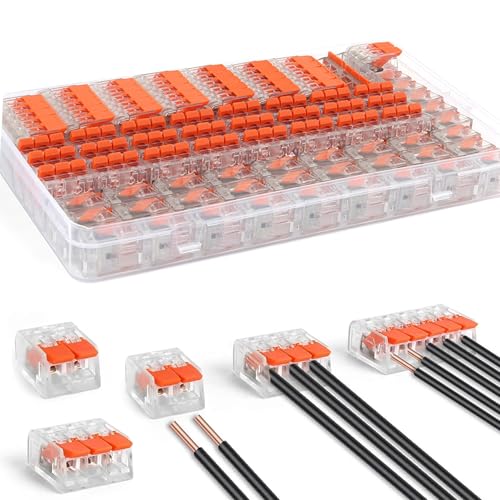 Idota Kabelverbinder, 75 Stück Kabelklemmen Elektro Flammhemmende Schale Verbindungsklemmen Klemme mit Betätigungshebel, 4mm² Leiter Klemme für Feste Kabe 2-3-5 Leiter von Idota