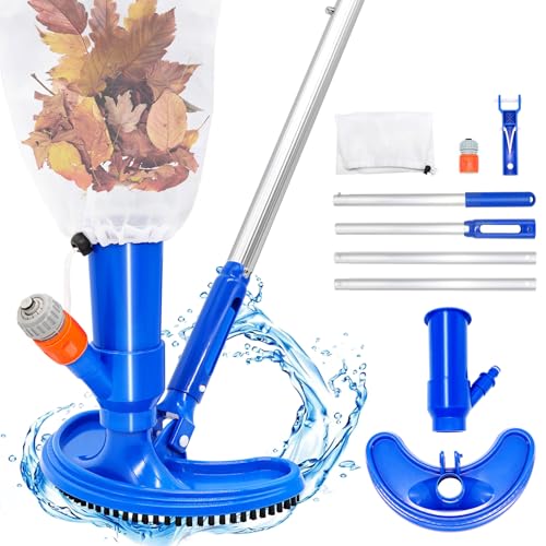 Idota Poolsauger Bodensauger 160cm, Pool Bodensauger Set mit Verbreiterte Gebogene Bürste, 4 Abnehmbare Verlängerte und verstärkte Aluminiumstange, Pool Sauger Boden, Pool Staubsauger Boden von Idota