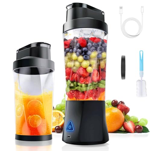 Idota Tragbarer Mixer 700ml Smoothie Maker to Go, Tragbarer Entsafter mit 6 Klinge und USB Wiederaufladbar, für Fitnessstudio Büro und Reisen von Idota