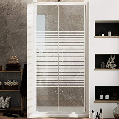 Idralite Duschtür Weiß 120 cm H185 mit Milchglas Streifen Mod. Blanc von Idralite