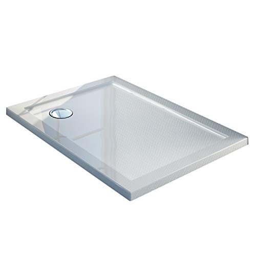 Idralite Duschwanne 90x80x4 mit Erhöhte Kante Rechteckig Glänzed Weiß mod. Flower von Idralite