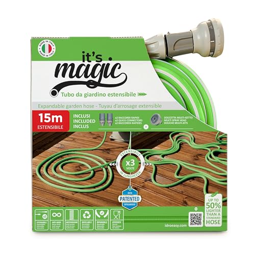 Idroeasy Magic Soft dehnbarer Gartenschlauch Grün 5/8", (16 mm) max. Länge 15 m von Idroeasy