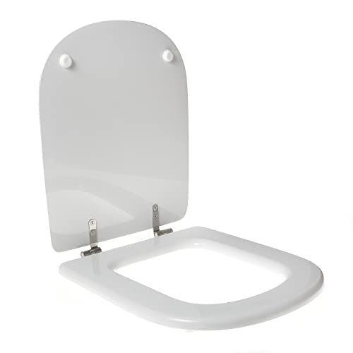 Toilettensitz für IDEAL STANDARD CALLA Holz, hochwertiges Polyester, Edelstahl-Scharnier - Farbe: Weiß - Verschluss: Lose (Soft Close) von Idrotop