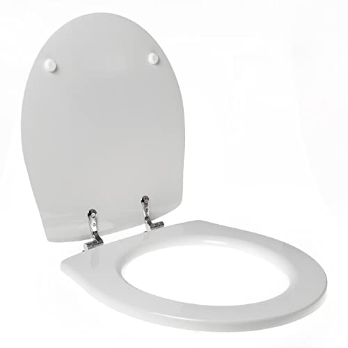 WC-Sitz für DEVON & DEVON CARLYON aus hochwertigem Polyester, Scharnier aus Edelstahl, Farbe: Weiß, Verschluss: Normal von Idrotop
