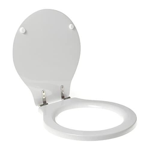 WC-Sitz für EOS COMPACT aus hochwertigem Polyester-Holz, Scharnier aus Edelstahl, Farbe: Weiß, Verschluss: Normal von Idrotop