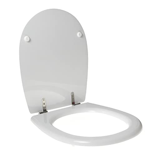 WC-Sitz für Globo-Bowl, aus hochwertigem Polyester, Scharnier aus Edelstahl, Farbe: Weiß – Verschluss: lose (Soft Close) von Idrotop