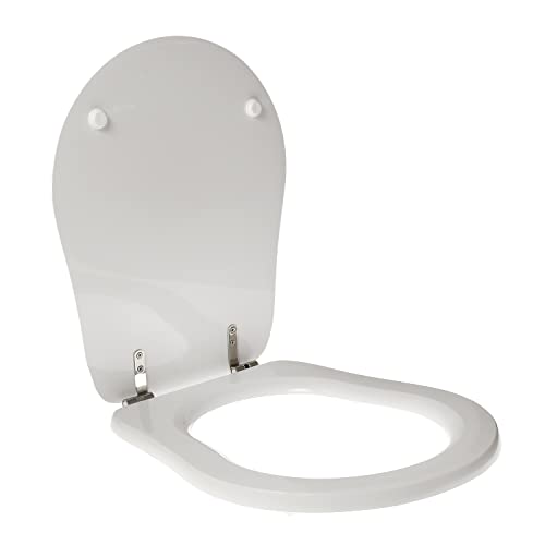 WC-Sitz für Kerasan Retro, Holz, Polyester, edel, Scharnier aus Edelstahl, Farbe: Weiß - Verschluss: Lose (Soft Close) von Idrotop