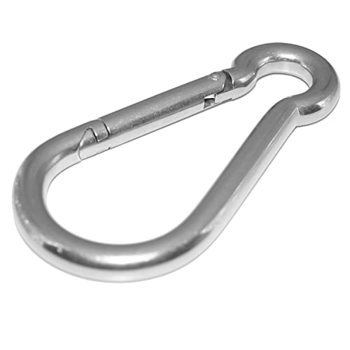 Karabinerhaken aus Edelstahl 2 Stück, Schnapphaken 3X30mm Feuerwehr Karabiner-Haken, Gefederter Verschluss ähnl. DIN 5299 aus A4 V4A- AISI 316 - NIRO, Nirosta von Idt Trade