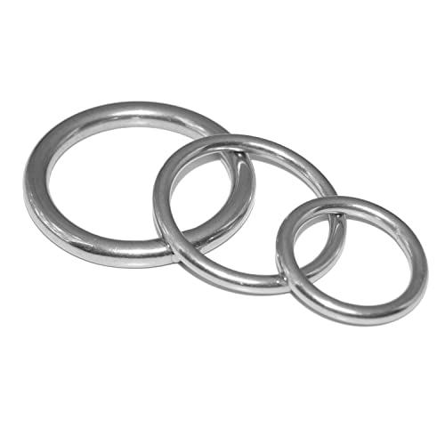 Ringe aus Edelstahl 13X100mm geschweißt und poliert, Rund-Ringe aus A4 V4A- AISI 316 - NIRO, Nirosta (ideal als Bindeglied zwischen Ketten oder Hundeleinen) von Idt Trade