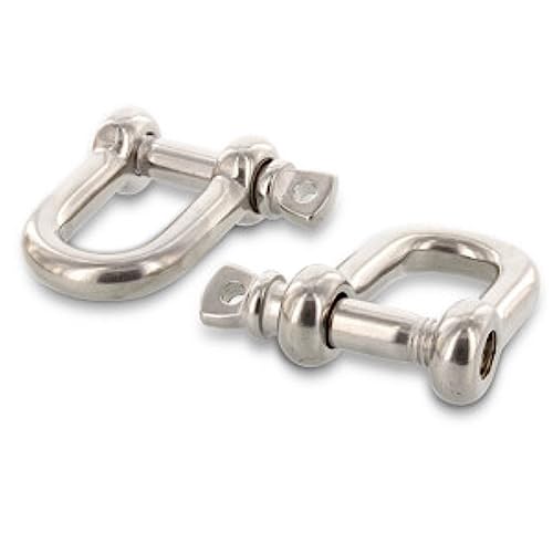 Rundschäkel 4 mm Edelstahl V4A 2 Stück D-Ring-Schäkel 4X8X16 mm, (WLL): 148kg (ideal als Bindeglied zwischen Ketten, Drahtseil oder Hundeleinen) - kurze Form von Idt Trade