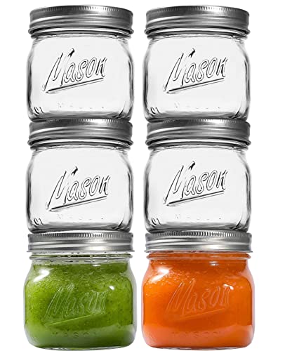 Einmachgläser mit breiter Öffnung, 473 ml, mit luftdichten Deckeln und Bändern, Einmachgläser mit Kristallglas für Lebensmittelaufbewahrung, Gewürzgläser, Konservieren, Trinken, 6 Stück von Ieavier
