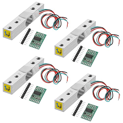 Iegefirm Digitaler Gewichtssensor – 4 Sets Ladezellen 1 kg HX711 AD Modul für Gewichtsverstärker Verstärker Drucksensor von Iegefirm