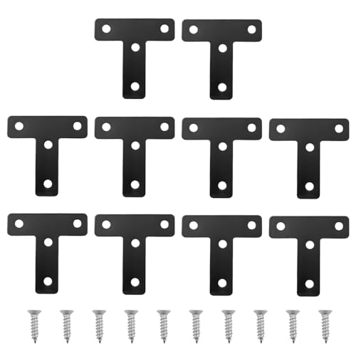 Ieron 10 Stück Edelstahl Flachwinkelhalterung Reparaturplatte für Möbel, T-förmige Flache Verbindungsstück Eckhalterung für Holzschrank Tischstuhl, Schwarz, 50 x 50 x 1mm Ieron 10 Stück Edelstahl Flachwinkelhalterung Reparaturplatte für Möbel, T-förmige Flache Verbindungsstück Eckhalterung für Holzschrank Tischstuhl, Schwarz, 50 x 50 x 1mm von Ieron