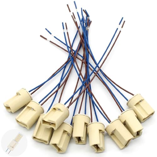 Ieron 10-teiliger G9-Lampensockel, G9-Keramik-Sockelsockel mit 0,5 mm² 150 mm Teflondraht, Drahtverbinder-Sockelsockel-Adapter für LED-G9-Halogenlampen zu Hause Ieron 10-teiliger G9-Lampensockel, G9-Keramik-Sockelsockel mit 0,5 mm² 150 mm Teflondraht, Drahtverbinder-Sockelsockel-Adapter für LED-G9-Halogenlampen zu Hause von Ieron