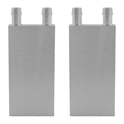 Ieron 2 Stück Aluminium-Wasserkühlblock, wassergekühlter Aluminium-Austauscher-Endothermkopf für CPU-Grafik-Kühlkörper (40 x 80 mm) von Ieron