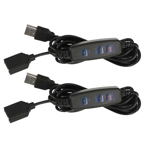 Ieron 2 x Dimmerschalter für USB-Lichtleiste, 10-Positionen-Dimmer-Controller, DC 5 V, USB-Verlängerungskabel, 2 m von Ieron