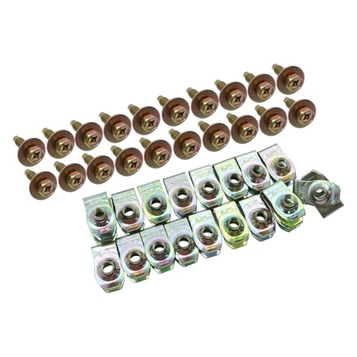 Ieron 20 Stück Karosserieschrauben M6, 17 mm Unterlegscheibe – 20 Stück U-Muttern-Clips, Befestigungselemente für die Motorunterabdeckung, gelbes Zink-Finish Ieron 20 Stück Karosserieschrauben M6, 17 mm Unterlegscheibe – 20 Stück U-Muttern-Clips, Befestigungselemente für die Motorunterabdeckung, gelbes Zink-Finish von Ieron