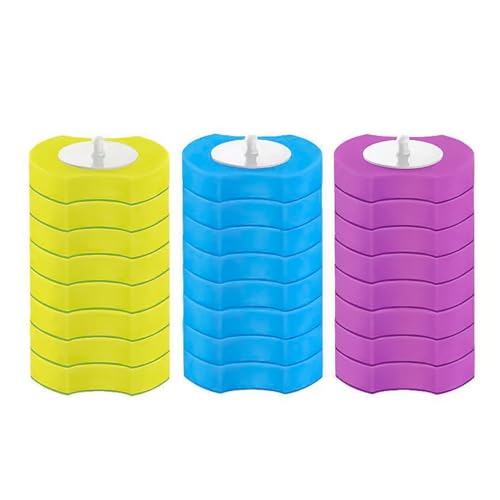 Ieron 24-teiliges Ersatzset für Einweg-Toilettenbürsten mit Aromatherapie/Bleichmittel, 3 Düfte, Wand-Toilettenstab-Set (blau, gelb, violett) von Ieron