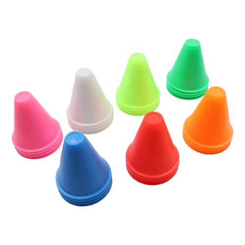 Ieron 28 Stück Rollpoller, Rollkegel, Hindernisparcours-Roller, Skating-Kegel, Kunststoff-Markierungs-Trainings-Verkehrskegel, kleine Skating-Kegel für Skaten, Fußball (bunt) von Ieron