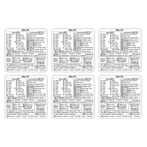 Ieron 6 STK. Mac OS Tastenkombinationen Aufkleber, Rückstandsfreie Vinyl Aufkleber für MacBook Air & Pro 13-16 Zoll Ieron 6 STK. Mac OS Tastenkombinationen Aufkleber, Rückstandsfreie Vinyl Aufkleber für MacBook Air & Pro 13-16 Zoll von Ieron