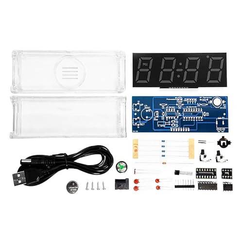 Ieron DIY-LED-Wecker-Kits mit 4 bunten Ziffern, elektronische Uhr mit Zeit-/Temperatur-/Datumsanzeige, Lichtsteuerung, für Anfänger und Elektronikprofis von Ieron