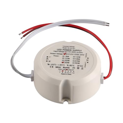 Ieron Runder Netzteiltreiber, 30 W, 2,5 A, 12 V DC, Kleiner Transformator, wasserdichter Netzteil-Transformatortreiber für Unterputz-Verteilerkasten Ieron Runder Netzteiltreiber, 30 W, 2,5 A, 12 V DC, Kleiner Transformator, wasserdichter Netzteil-Transformatortreiber für Unterputz-Verteilerkasten von Ieron
