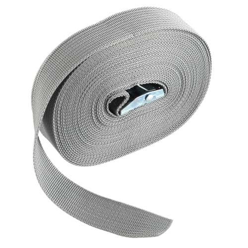 Ieron Spanngurte, Dachgepäckträgergurte, strapazierfähig, mit Schnellverschluss-Schnallenverschluss, rostfrei, für Motorrad-/Auto-/Fahrradgepäckträger, 8 m x 2,5 cm, Grau von Ieron