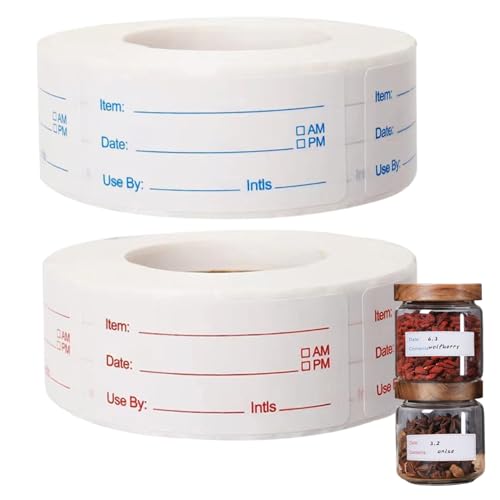 2 Roll Freear Labels selbstklebende PVC Abnehmbare Gefrierschranketiketten zum Schreiben von Jam-Jar-Aufklebern für Küchenhaushalt, entfernbar von Iewroyt