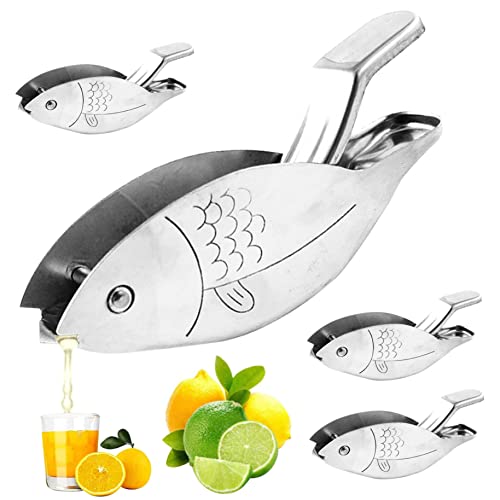 4 Packhandbuch Zitronenquieter Edelstahl Zitronenscheibe Squeezer Fisch geformt tragbarer Obstsuit für Home Bar Party von Iewroyt