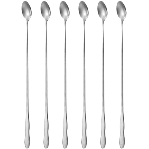 6pcs lange Teelöffel 10 Zoll Länge Edelstahl Kaffee -Rührer leicht zu reinigen Cocktail Rührlöffel Kaffee für Getränkeeis dicker Eiscreme von Iewroyt