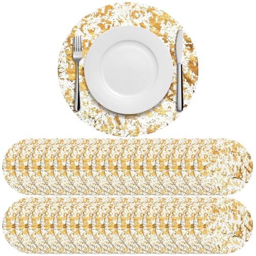 Iewroyt 50pcs Einweggold -Tischematen Set 13 Zoll runde Goldfoliennetz gepresstes Tisch Doilies Metallic Thin Mesh Tischläufer für Home Decoration Dining Hochzeits Geburtstagsfeier von Iewroyt