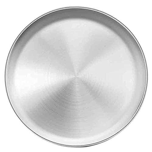 Iewroyt Dinnerteller Mehrzweck -Rund -Servierteller Edelstahlschalen Mirror Polish Fertiger Küchenschalen 34 cm Abendessen von Iewroyt
