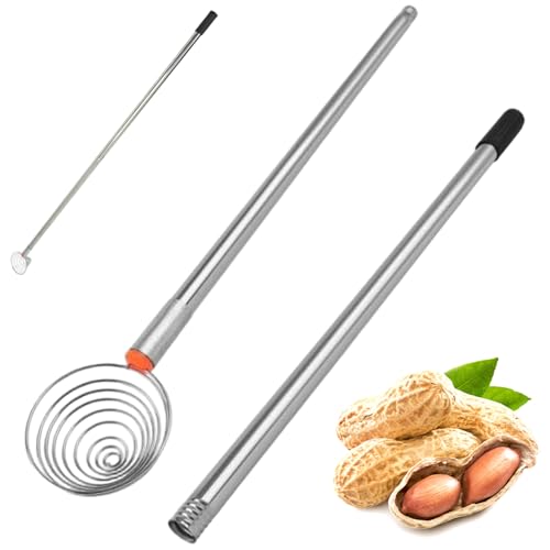 Iewroyt Nusskollektor, oberer Grabber aus Edelstahl -Picker mit langem Griff, abnehmbare multifunktionale praktische Erdnuss -Picking -Werkzeugschalen Sammlertool Nut Collector von Iewroyt