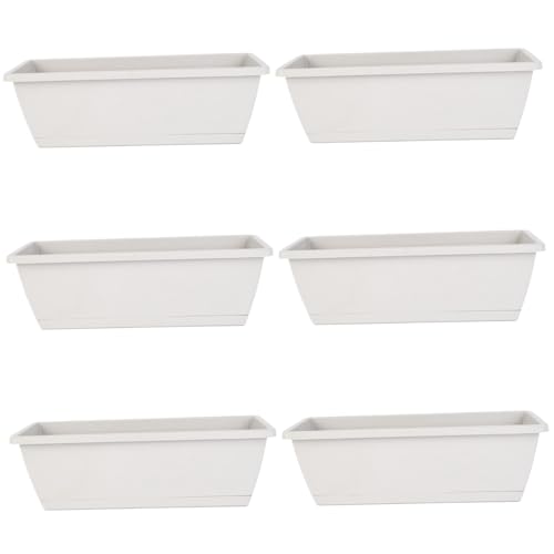 Iewroyt Pflanzerbox 6pcs belüftete Fenster Pflanzer mit Entwässerung PP Rechteck mit Tablett 16.9x7.1x6.3in Blumengemüse für Balkon Fensterbrille Garten, hellgraues Rechteck Iewroyt Pflanzerbox 6pcs belüftete Fenster Pflanzer mit Entwässerung PP Rechteck mit Tablett 16.9x7.1x6.3in Blumengemüse für Balkon Fensterbrille Garten, hellgraues Rechteck von Iewroyt