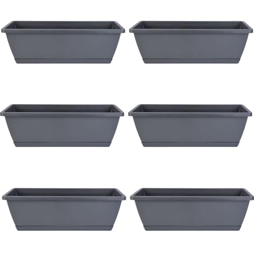 Iewroyt Pflanzgefäße Box 6pcs Belüftete Fenster Pflanzer mit Entwässerung PP Rechteck mit Tablett 16.9x7.1x6.3in Blumengemüse für Balkon Windowsillgarten, schwarzes Rechteck Iewroyt Pflanzgefäße Box 6pcs Belüftete Fenster Pflanzer mit Entwässerung PP Rechteck mit Tablett 16.9x7.1x6.3in Blumengemüse für Balkon Windowsillgarten, schwarzes Rechteck von Iewroyt