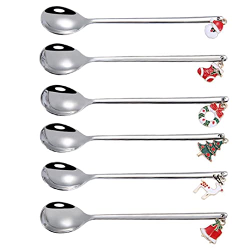 Weihnachtslöffel Set Edelstahl Kaffee -Teelöffel Dessert Mischung Rührer Küchentisch 6pcs Silber Weihnachtslöffel Set Edelstahl Kaffee -Teelöffel Dessert Mischung Rührer Küchentisch 6pcs Silber von Iewroyt