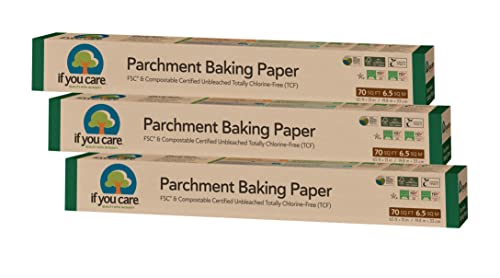 If You Care Pergament-Backpapier, 70 m², Rolle, ungebleicht, chlorfrei, fettdicht, silikonbeschichtet, Standardgröße, passend für 33 cm Pfannen (Packung mit 9,5-70 m insgesamt) von If You Care