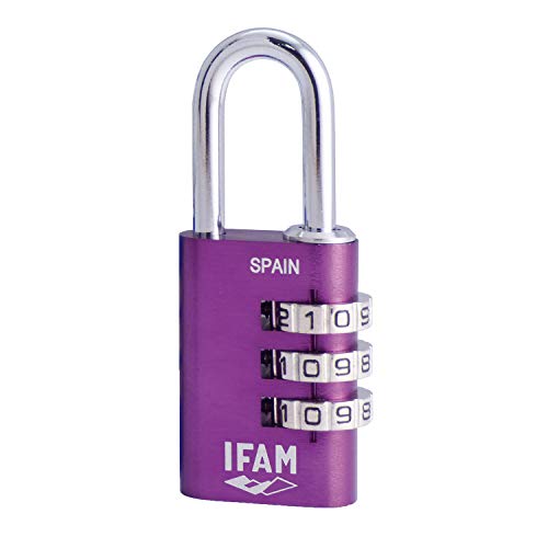IFAM | Kombinationsvorhängeschloss | Combi Col | 30mm Länge | 5mm Bogendurchmesser | Aluminium | Farbe lila | geringes Gewicht | hohe Sicherheitsstufe | hohe Sicherheitsstufe von Ifam