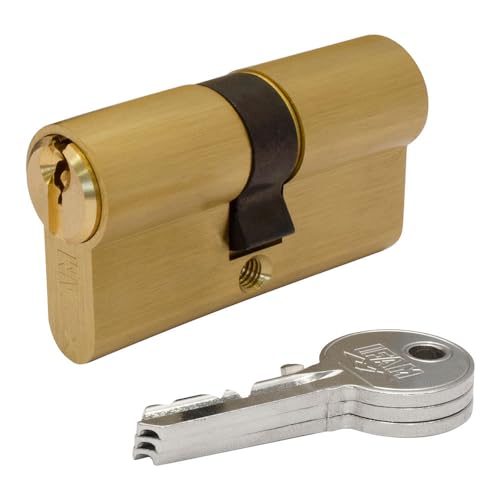 IFAM Zylinderschloss F5S4040L Messing, 80 mm (40 + 40 mm) lange Nocken, 15 mm, mit 3 Servierschlüsseln von Ifam